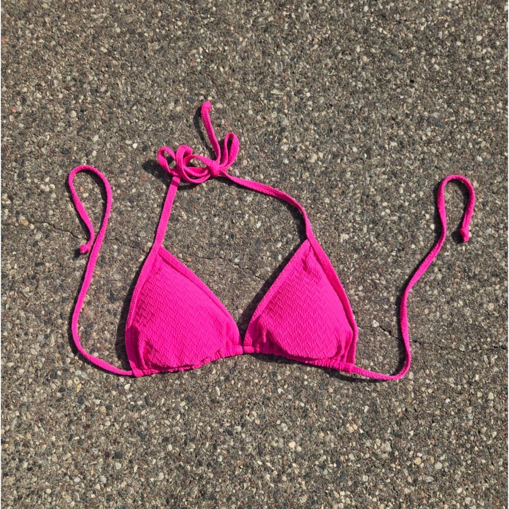 Women's Old Navy Hot Pink Triangle Tie Bikini Swimsuit Top Medium